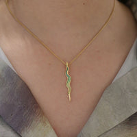 River Ripples 18ct Yellow Gold Dress Pendant in Shallows Enamel by Sheila Fleet Jewellery