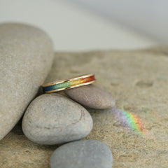 Rainbow Ring in Enamel 18ct Yellow Gold by Sheila Fleet Jewellery