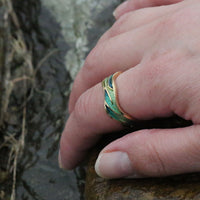 Sea Motion 18ct Yellow Gold Ring in Tempest Enamel by Sheila Fleet Jewellery