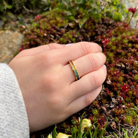 Rainbow Ring in Enamel 18ct Yellow Gold by Sheila Fleet Jewellery