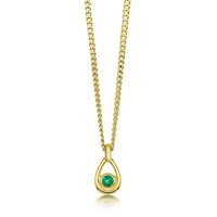 Emerald Birthstone Petite Droplet Pendant in 18ct Yellow Scottish Gold by Sheila Fleet Jewellery
