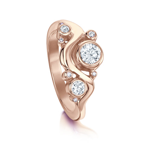 Cosmos Galaxy 9-diamond Ring in 9ct Rose Gold by Sheila Fleet Jewellery