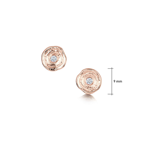 Lunar Diamond Petite Stud Earrings in 9ct Rose Gold by Sheila Fleet Jewellery