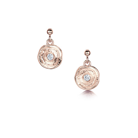 Lunar Diamond Petite Drop Earrings in 9ct Rose Gold by Sheila Fleet Jewellery
