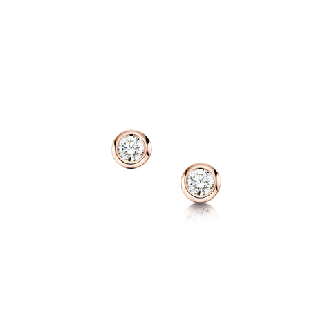 Small Diamond Solitaire Stud Earrings in 9ct Rose Gold by Sheila Fleet Jewellery