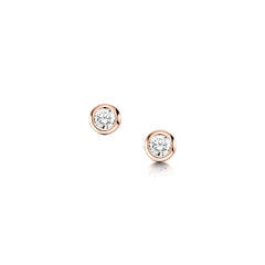 Small Diamond Solitaire Stud Earrings in 9ct Rose Gold by Sheila Fleet Jewellery