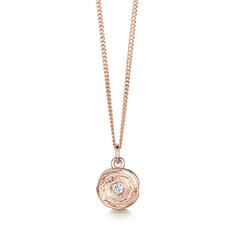 Lunar Diamond Petite Pendant in 9ct Rose Gold by Sheila Fleet Jewellery