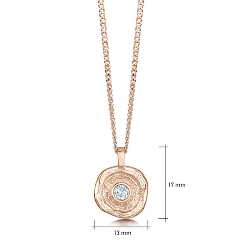 Lunar Diamond Small Pendant in 9ct Rose Gold by Sheila Fleet Jewellery