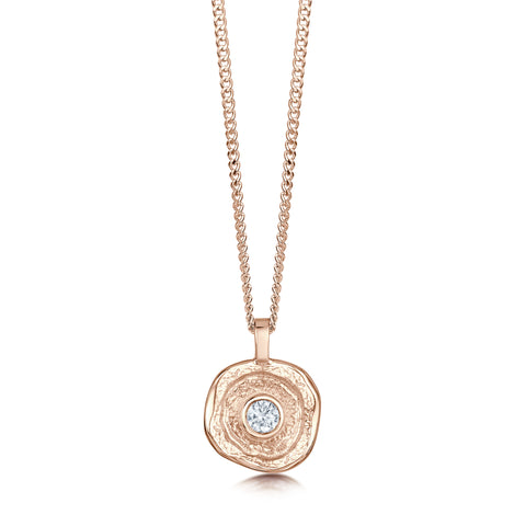 Lunar Diamond Small Pendant in 9ct Rose Gold by Sheila Fleet Jewellery