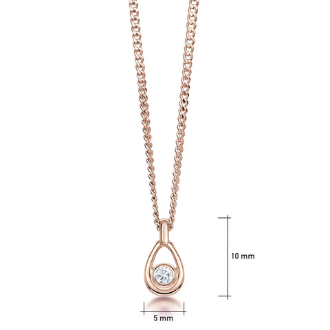 Arctic Stream Diamond Petite Droplet Pendant in 9ct Rose Gold by Sheila Fleet Jewellery
