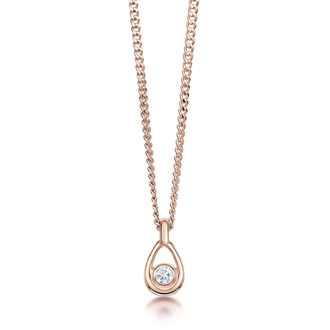 Arctic Stream Diamond Petite Droplet Pendant in 9ct Rose Gold by Sheila Fleet Jewellery