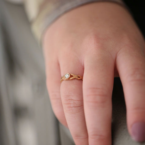 Celtic Twist 0.22ct Diamond Solitaire Ring in 9ct Rose Gold by Sheila Fleet Jewellery