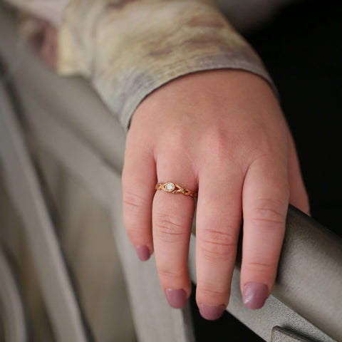 Celtic Twist 0.22ct Diamond Solitaire Ring in 9ct Rose Gold by Sheila Fleet Jewellery