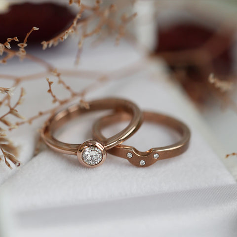 Diamond Arch 0.25ct Solitaire Ring Set in 9ct Rose Gold by Sheila Fleet Jewellery