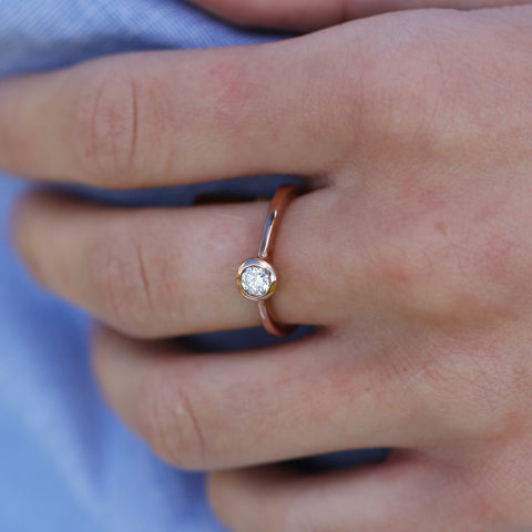 Contemporary 0.25ct Solitaire Diamond Ring in 9ct Rose Gold by Sheila Fleet Jewellery
