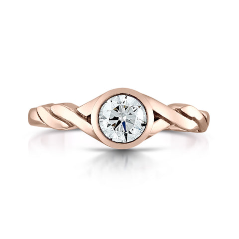 Celtic Twist 0.40ct Diamond Solitaire Ring in 9ct Rose Gold by Sheila Fleet Jewellery