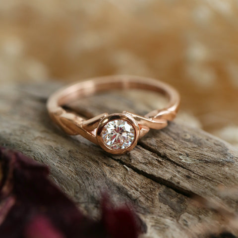 Celtic Twist 0.40ct Diamond Solitaire Ring in 9ct Rose Gold by Sheila Fleet Jewellery