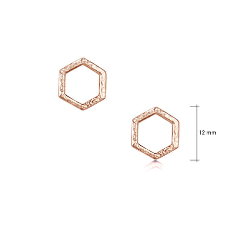 Honeycomb Petite Stud Earrings in 9ct Rose Gold by Sheila Fleet Jewellery
