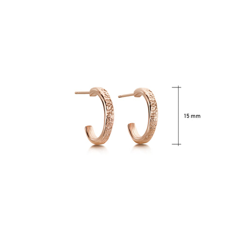 Matrix Huggie Hoop Earrings in 9ct Rose Gold by Sheila Fleet Jewellery