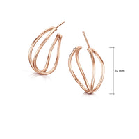 Wave Hoop Earrings in 9ct Rose Gold by Sheila Fleet Jewellery