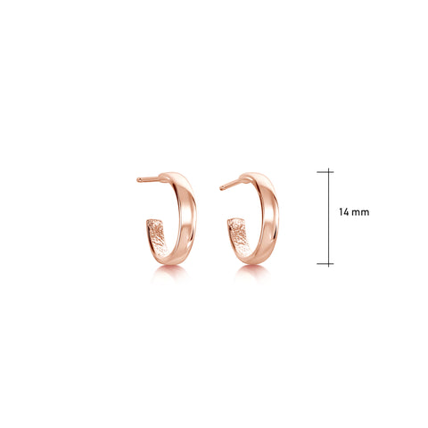 Wave Surfers Huggie Hoop Earrings in 9ct Rose Gold