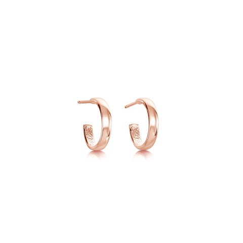 Wave Surfers Huggie Hoop Earrings in 9ct Rose Gold by Sheila Fleet Jewellery