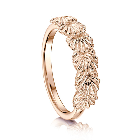 Scallop 6-shell Ring in 9ct Rose Gold by Sheila Fleet Jewellery