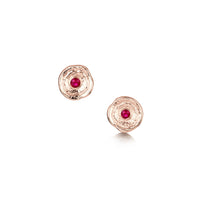 Lunar Ruby Petite Stud Earrings in 9ct Rose Gold by Sheila Fleet Jewellery