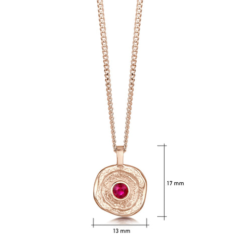Lunar Ruby Small Pendant in 9ct Rose Gold by Sheila Fleet Jewellery