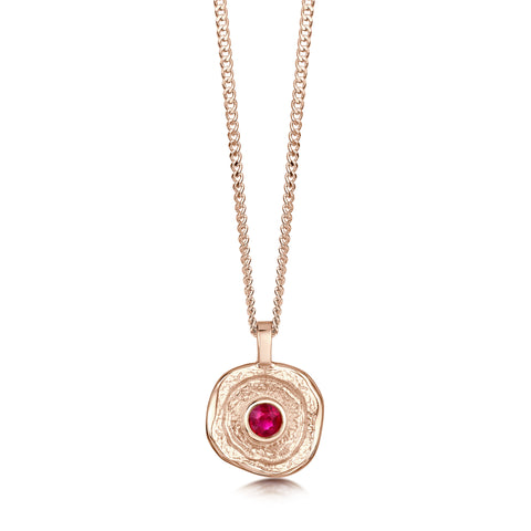 Lunar Ruby Small Pendant in 9ct Rose Gold by Sheila Fleet Jewellery