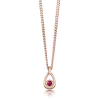 Ruby Birthstone Petite Droplet Pendant in 9ct Rose Gold by Sheila Fleet Jewellery