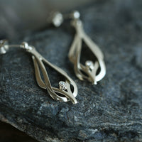Reef Knot Diamond Drop Earrings in 9ct White Gold by Sheila Fleet Jewellery