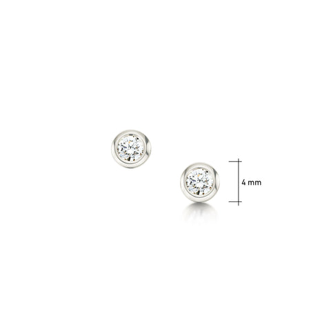 Small Diamond Solitaire Stud Earrings in 9ct White Gold by Sheila Fleet Jewellery