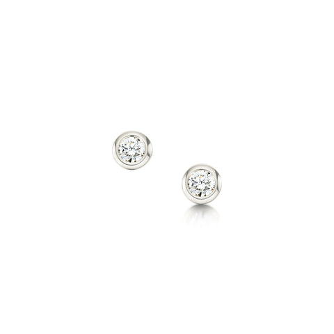 Small Diamond Solitaire Stud Earrings in 9ct White Gold by Sheila Fleet Jewellery