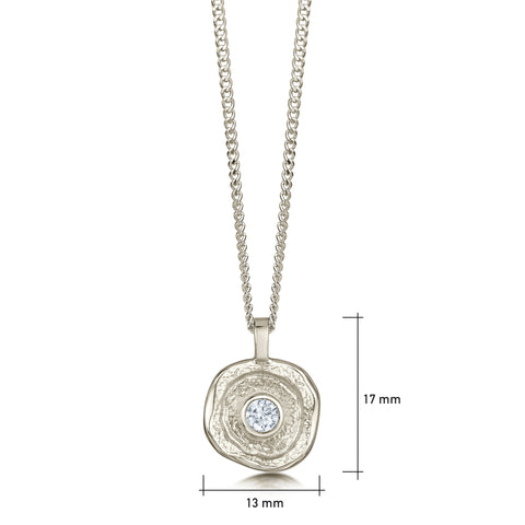 Lunar Diamond Small Pendant in 9ct White Gold by Sheila Fleet Jewellery