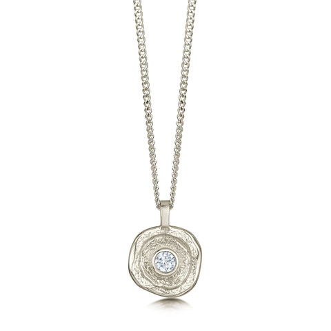Lunar Diamond Small Pendant in 9ct White Gold by Sheila Fleet Jewellery