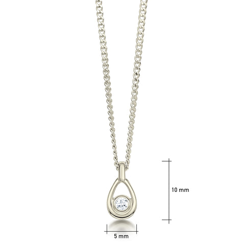 Arctic Stream Diamond Petite Droplet Pendant in 9ct White Gold