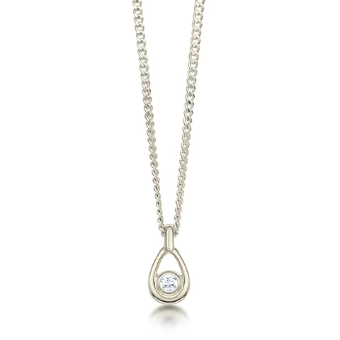 Arctic Stream Diamond Petite Droplet Pendant in 9ct White Gold