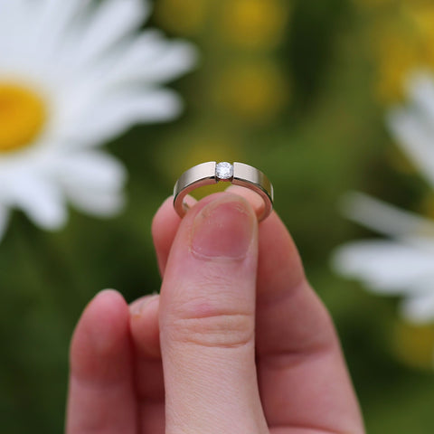 Tension-style 0.25ct Diamond Solitaire Ring in 9ct White Gold