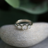 Trilogy Diamond Ring in 9ct White Gold by Sheila Fleet Jewellery