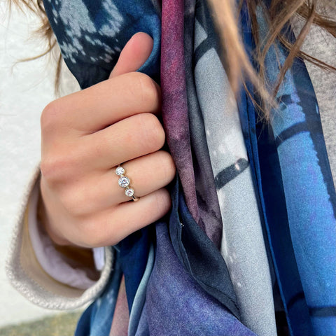 Trilogy Diamond Ring in 9ct White Gold by Sheila Fleet Jewellery