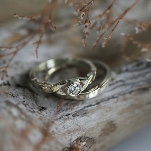 Celtic Twist 0.22ct Diamond Ring Set in 9ct White Gold by Sheila Fleet Jewellery