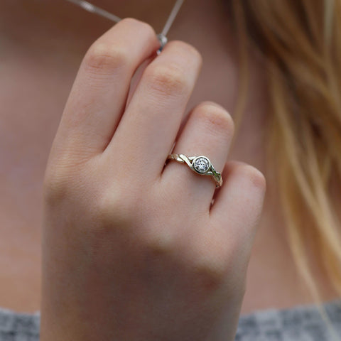 Celtic Twist 0.40ct Diamond Solitaire Ring in 9ct White Gold by Sheila Fleet Jewellery