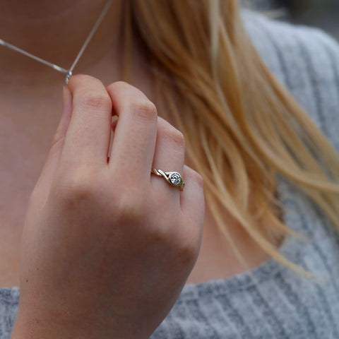 Celtic Twist 0.40ct Diamond Solitaire Ring in 9ct White Gold by Sheila Fleet Jewellery