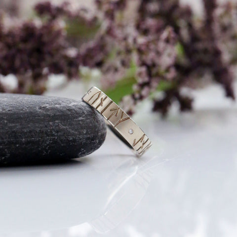 Runic Diamond Ring in 9ct White Gold by Sheila Fleet Jewellery