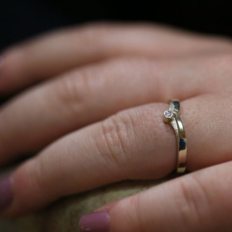 New Wave Diamond Solitaire Ring in 9ct White Gold by Sheila Fleet Jewellery