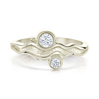 River Ripples 9ct White Gold Ring with 3.9mm & 3mm Diamonds by Sheila Fleet Jewellery