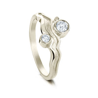 River Ripples 9ct White Gold Ring with 3.9mm & 3mm Diamonds by Sheila Fleet Jewellery