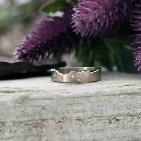 River Ripples Diamond Wedding Ring in 9ct White Gold by Sheila Fleet Jewellery