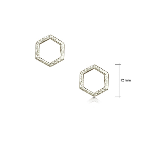 Honeycomb Petite Stud Earrings in 9ct White Gold by Sheila Fleet Jewellery